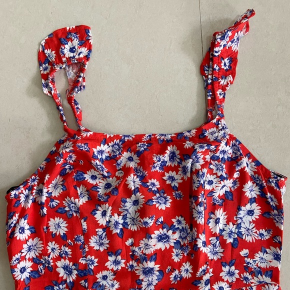 FOREVER 21 Women Coral Red Printed A-Line Dress Brand New (Never Worn) - Picture 6 of 14